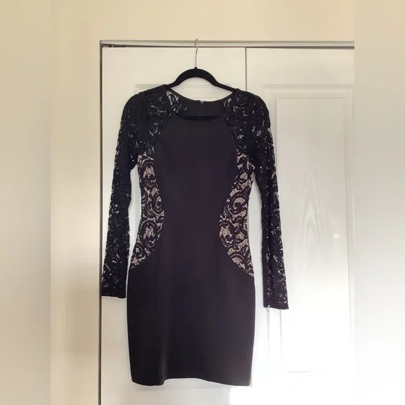 bcx dress black BCX Dress in black with included waist belt; Size XL